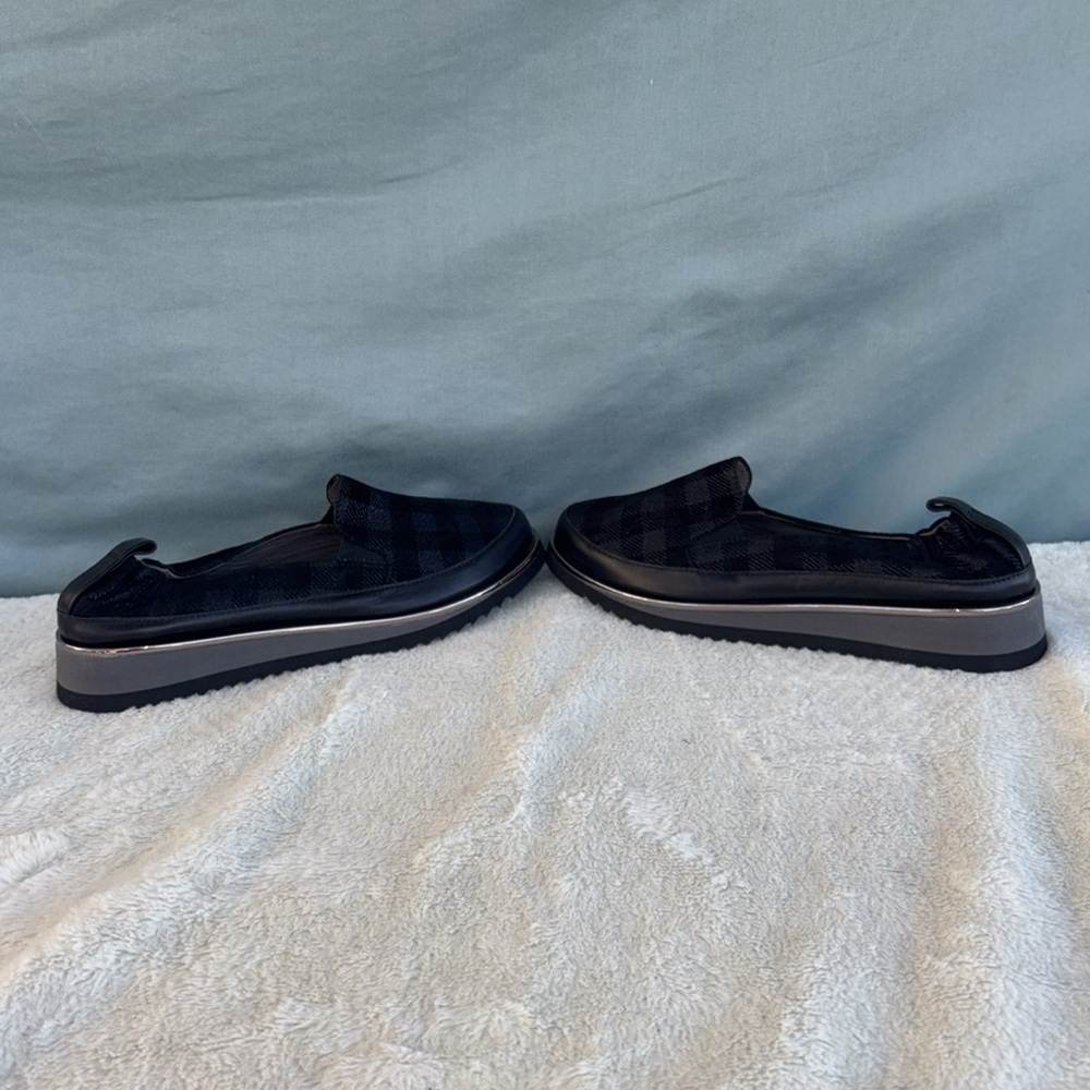 NWOT Ron White Women's Naverina Slip on Sneakers Loafes Sz 37 Tartan Plaid Black - Picture 3 of 8